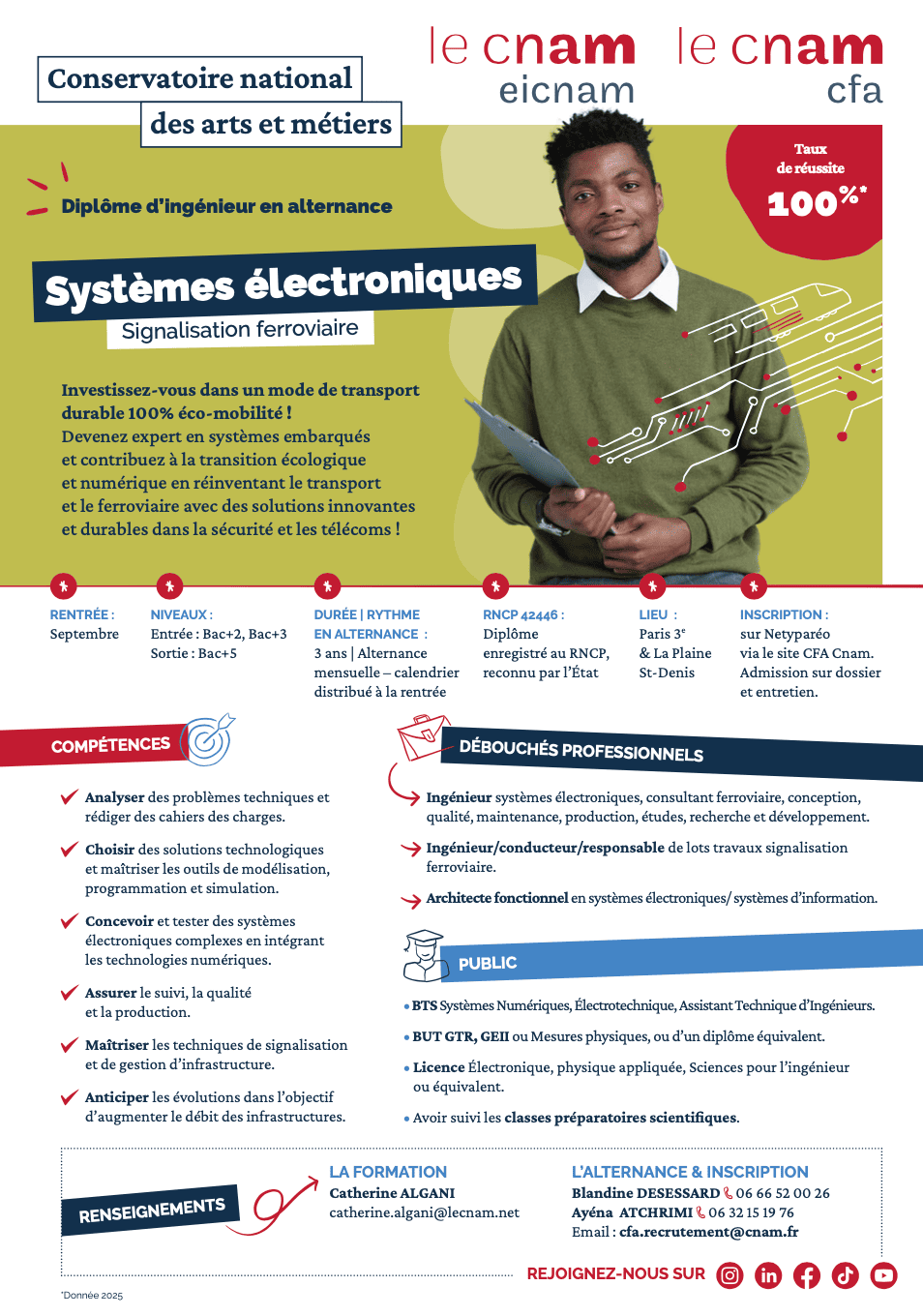 Fiche formation Ingenieur Systemes electroniques signalisation ferroviaire en alternance CFA Cnam Saint Denis